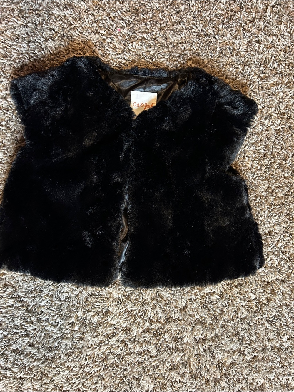 Cat & Jack Black Plush Faux Fur Vest